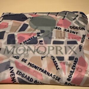 NWT Monoprix Foldable Shopper Tote with Paris Street Names and Monuments